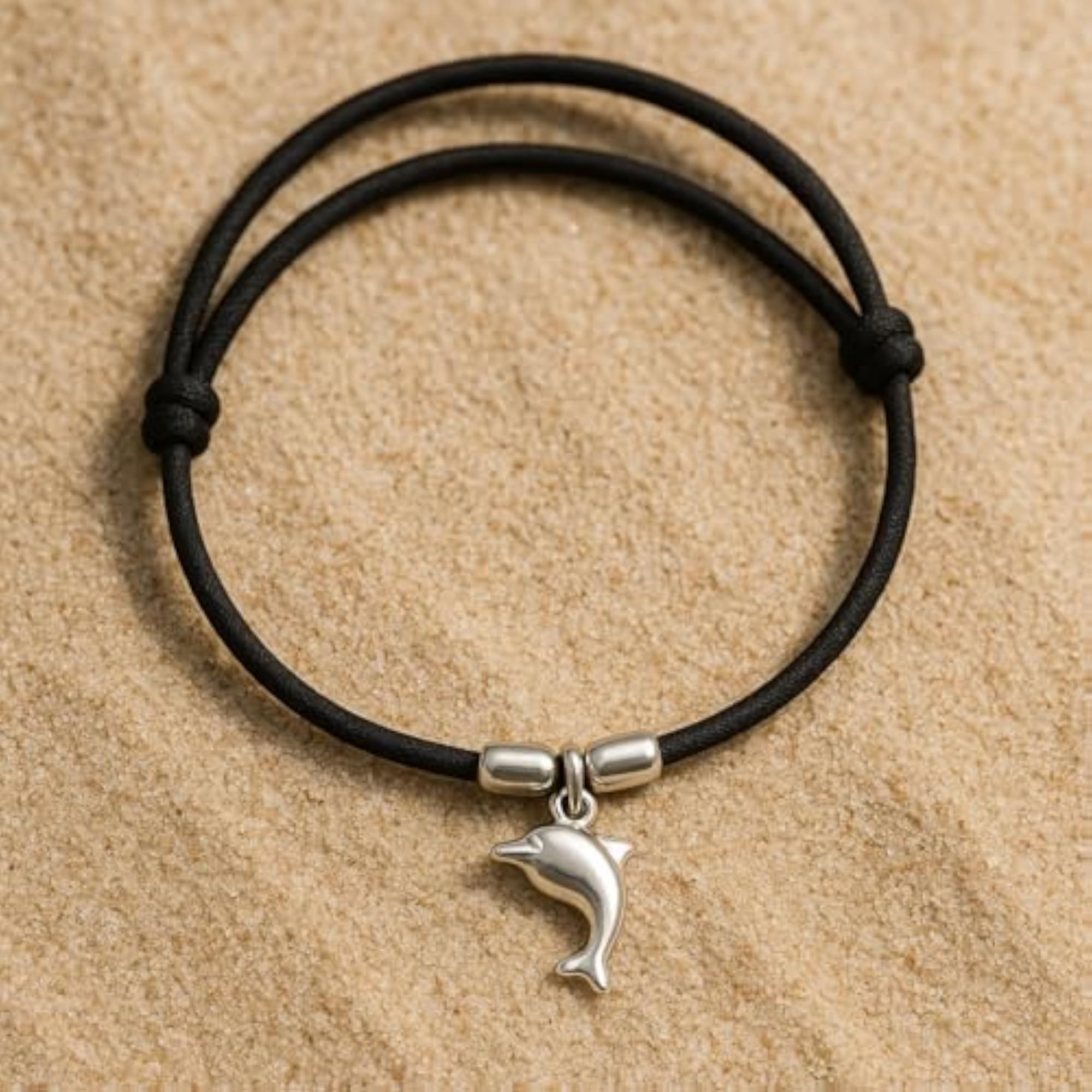 Women's Sterling Silver Anklet with Fish & Dolphin Motif