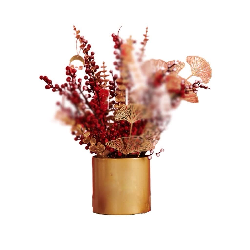 Flores Artificiales Falsas de plástico, Conjunto de Flores Artificiales, Acebo, Fruta roja, decoración de Escritorio para Sala de Estar Interior, Plantas en Maceta, Ramo de DEC, A-Q