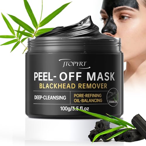 Blackhead Remover Peel-Off Mask: Cleansing Mask Bamboo Charcoal and Volcanic Clay Peel-Off Mask Removes Blackheads & Purifies Pores Deep Cleansing Suitable for All Skin Types 100g/3.5 fl.oz