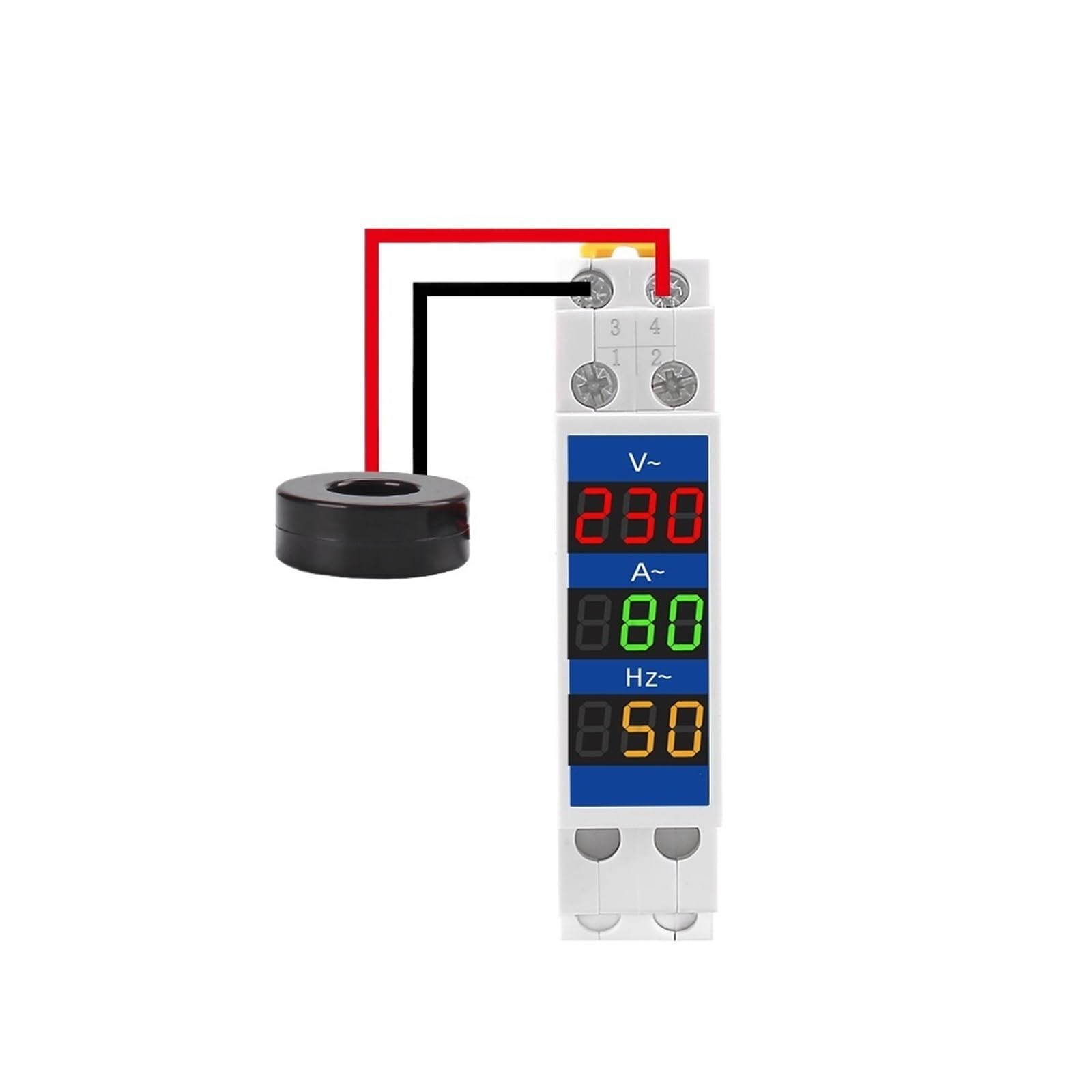 Voltímetro digital carril DIN AC 80-500V indicador de corriente 100A y frecuencia Hz modular 8