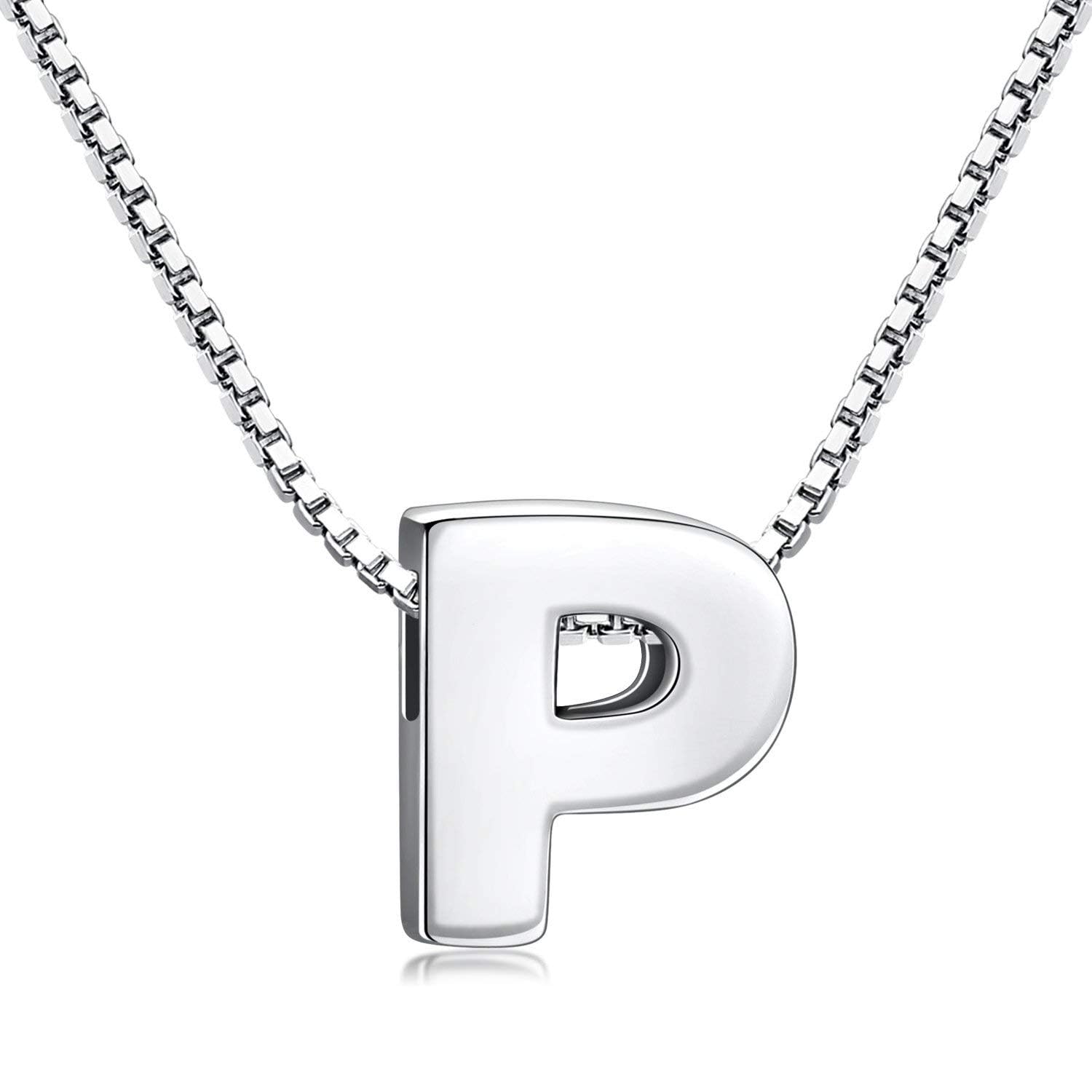 CANDYFANCYInitial Necklace 925 Sterling Silver Letter Pendant Personalized 26 Alphabet Necklace for Women Men A-Z