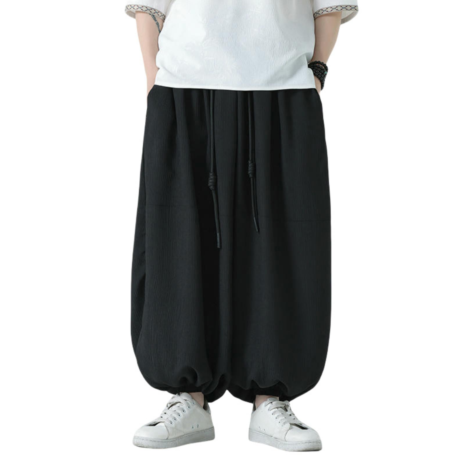 Pantaloni da uomo primavera estate stile cinese alla moda simile alla canapa allentata harem lanterne