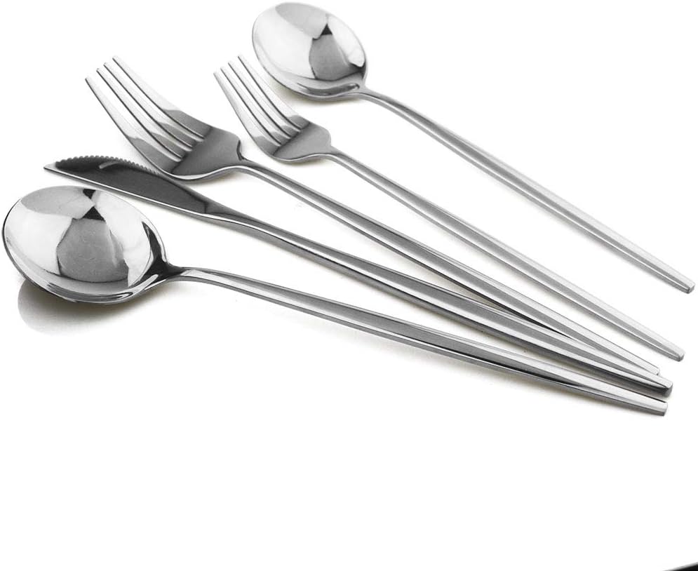 20-Piece Classical Stainless Steel Flatware Set, Mirro Polishing Silver Portable Knife Fork Spoon Silverware, Service for 4