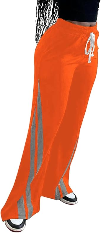Ulovmi Womens Baggy Track Pants Drawstring Elastic Waist Jogging Sweatpants Wide Leg Casual Long Joggers Pants