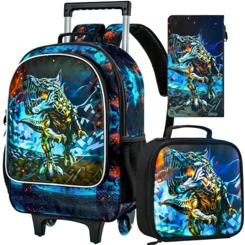 Image of CCJPX Rolling Backpack for Boys, Kids Roller School Bag with Wheels Toddler Wheeled Bookbag Elementary