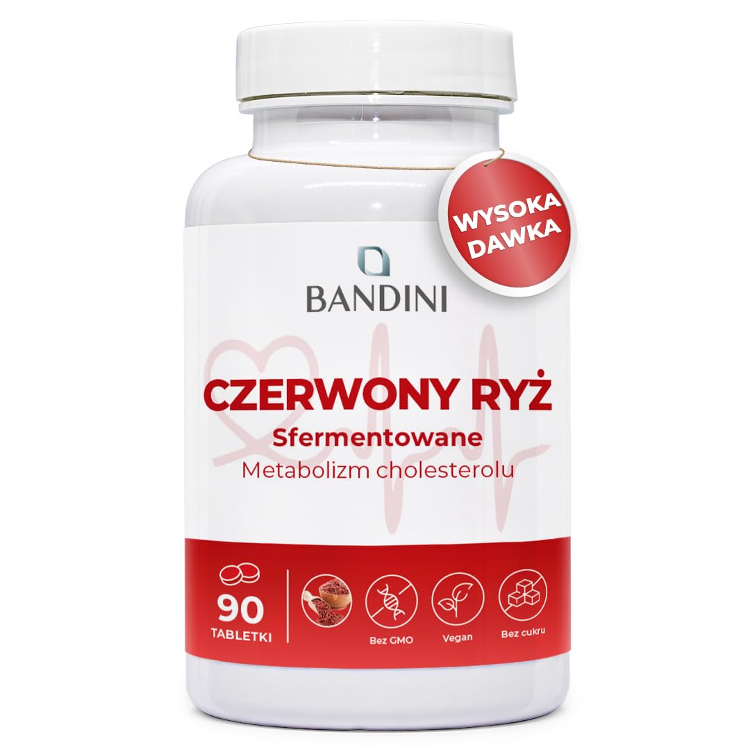 Bandini® FERMENTED RED RICE z drożdży Monascus Purpureus, 99,7 mg czerwonego ryżu, 2,9 mg monakoliny K, bez dodatków, wegański, bez GMO, 90 łatwych do połknięcia tabletek (3 miesiące)