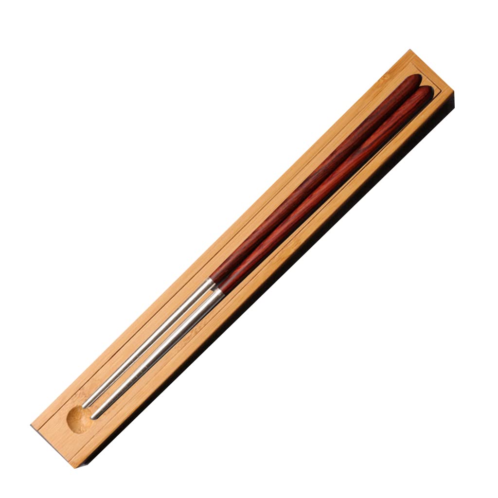 Coffret Cadeau de Baguettes réutilisables en Bois avec étui, Baguettes à Sushi japonaises, Baguettes Chinoises de Luxe en Bois Naturel, Baguettes antidérapantes, Baguettes lavables(Red)