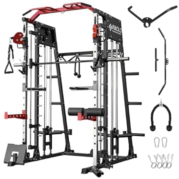 ZERELEK Multifunctional Power Cage, 2200LB Power Rack with Independent Dual Pulley System, Cable Crossover Machine with Landmine and Leg Hold Down Attachment