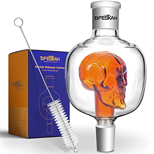 DFESKAH Shisha Molassefänger Totenkopf, Hookah 18/8 Schliff Molassefänger aus Glas, Universal Zubehör geeignet für…