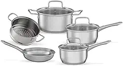 Brinox - Jogo de Panelas Aço Inoxidável Fundo Triplo 5 Peças Jasmin com Indução - Inox