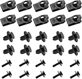 Flydida 30x Feste Befestigungselemente, Auto Motorabdeckung Schrauben, Feste Mutternklemmen, Kunststoff Clip Halterungen für Unterbahn, Motorschutz-Befestigungen Kompatibel mit Nissan Qashqai