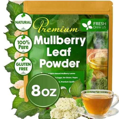 Image of FreshDrinkUS, Premium 8oz Mulberry Leaf Powder, Mulberry Leaf Matcha, 100% Natural and Pure, Perfect for Tea, Smoothies, Baked Goods, Natural Food Coloring, No Additives, No Gluten, No Sugar, Vegan