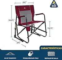 Vista 2 de GCI Outdoor Freestyle Rocker Silla de Camping Silla Mecedora Plegable Portátil con Reposabrazos Sólidos y Duraderos, Portavasos y Respaldo Cómodo
