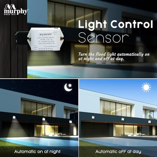 Image of Murphy Ray 20W LED Flood Light with Day-Night Sensor & Driver, Cool White 6500K, IP66 Waterproof, Outdoor Security & Landscape Lighting, BIS Approved, 2-Year Warranty - Pack of 4