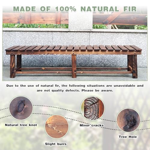 LSPYYDS Outdoor Garden Bench, 2-Person Wood Patio Bench Weatherproof Outdoor Backless Bench, Anti-Corrosion and Anti-Rust Garden Benches for Garden Lawn Porch Park Backyard (Carbonized,35.5\'\'/90cm)