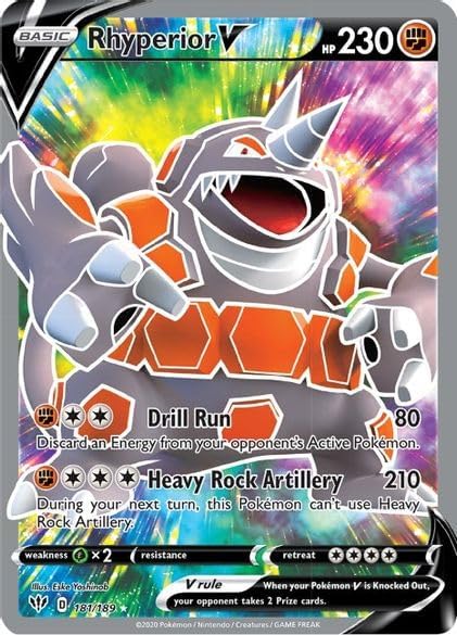 Pokemon –Rhyperior V 181/189 – Darkness Ablaze – Full Art – Holo - Single Card