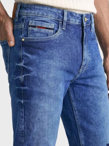 Image of The Indian Garage Co Men Regular Fit Solid Mid-Rise Stretchable Jeans