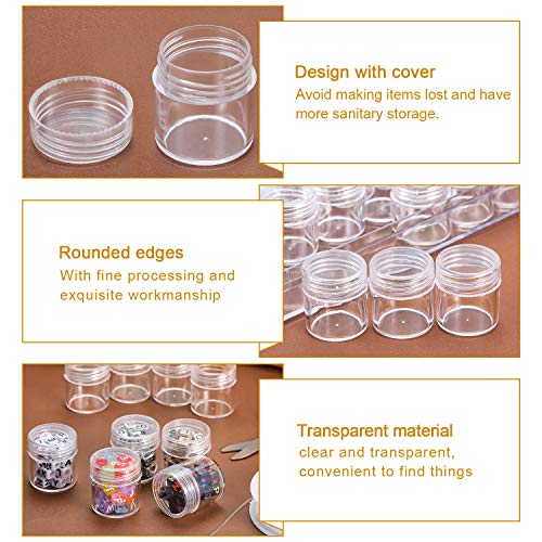 Image of Blulu 30 Bead Container Lidded Small Box, 1.15 x 1 Inch | Clear Plastic Jars for Diamond Painting Beads Jewelry Seeds Crafts, Organizer Case with Screw Top Lids