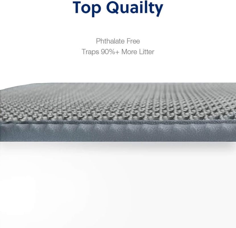 Image of Cat Litter Mat 12x18 Inch - Double Layer Open Edge Design, Waterproof & Urine Proof, EVA Material, Durable and Washable Litter Trapping Mat (Grey)