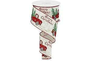 Christmas Vintage Truck Wired Edge Ribbon