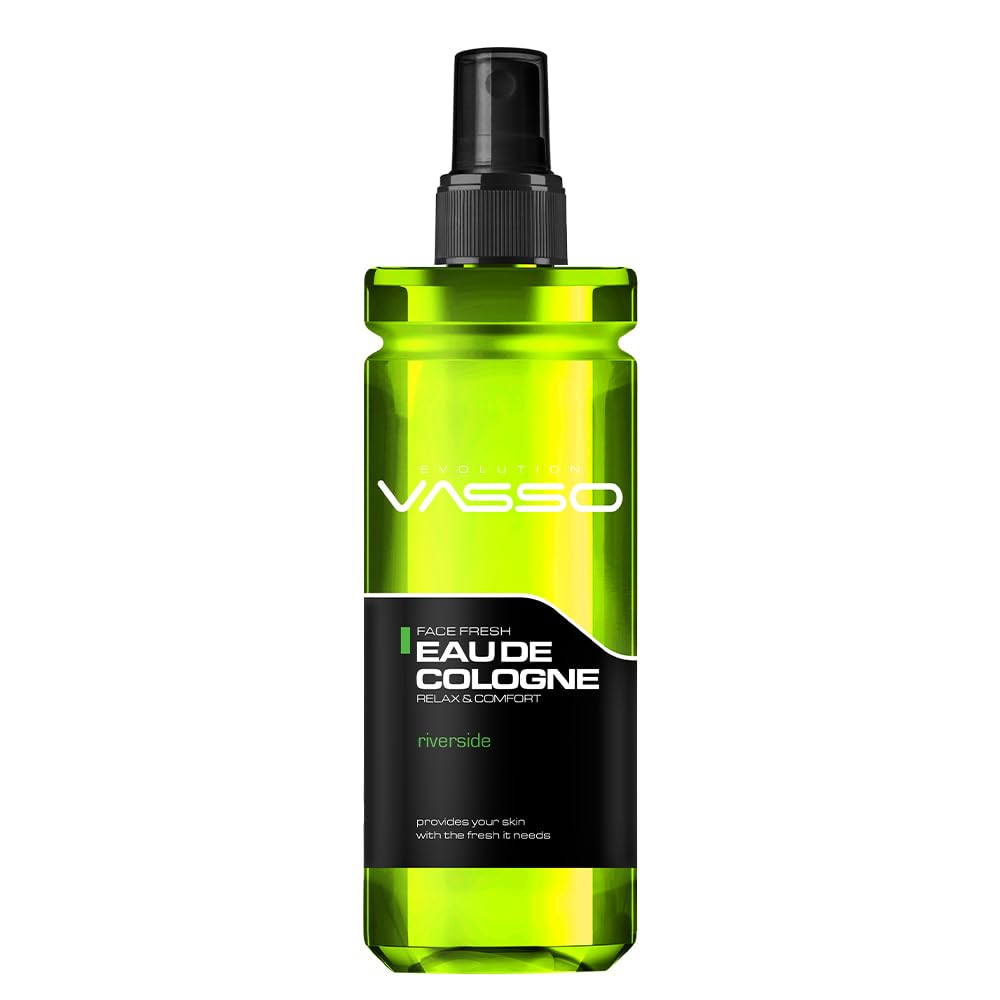 Vasso Aftershave Barber Cologne, Eau De Cologne 370ml | Relaxing Refreshing Spray Lotion | Premium Grooming Product | Long-lasting Fragrance Scent for Men & Women (Riverside)