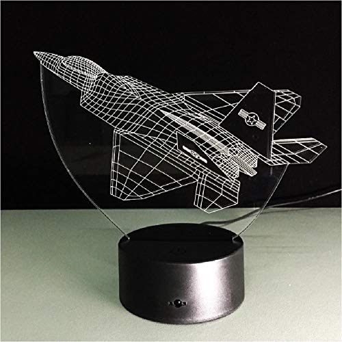 Nuevo avión, luces nocturnas en 3D, avión de guerra, lámpara de mesa...