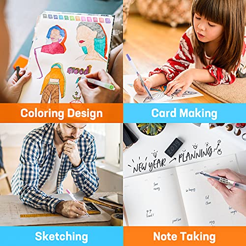 Beiwo Premium Gel Ink Ball Point Pen, [0.5Mm] Fine Point Color Pens, Smooth Writing Gel Pen For Office School Stationery Supply (12 Ct/Colorful) #TOP5