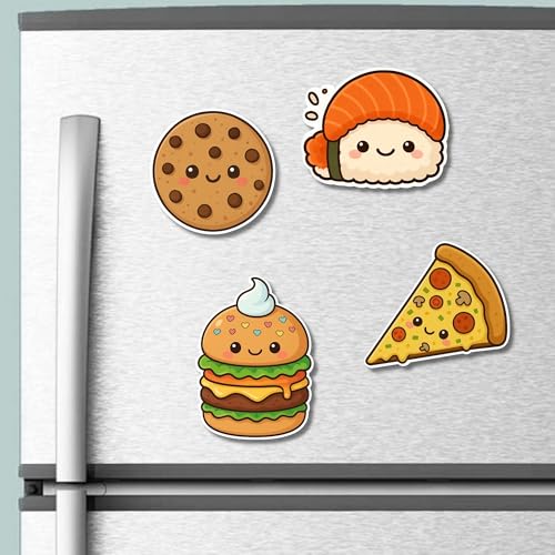 Image of Regalo Casila Cute Food Fridge Magnet Set of 4 for Kitchen Decor Gift for Kids Food Lovers Cookie Sushi Burger Pizza Theme