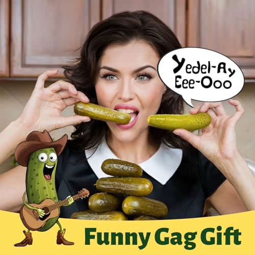 Pickle That Yodels- Singing Cucumber Toy – Funny Gag Gift Idea for Adults Friends and Family, Includes Batteries