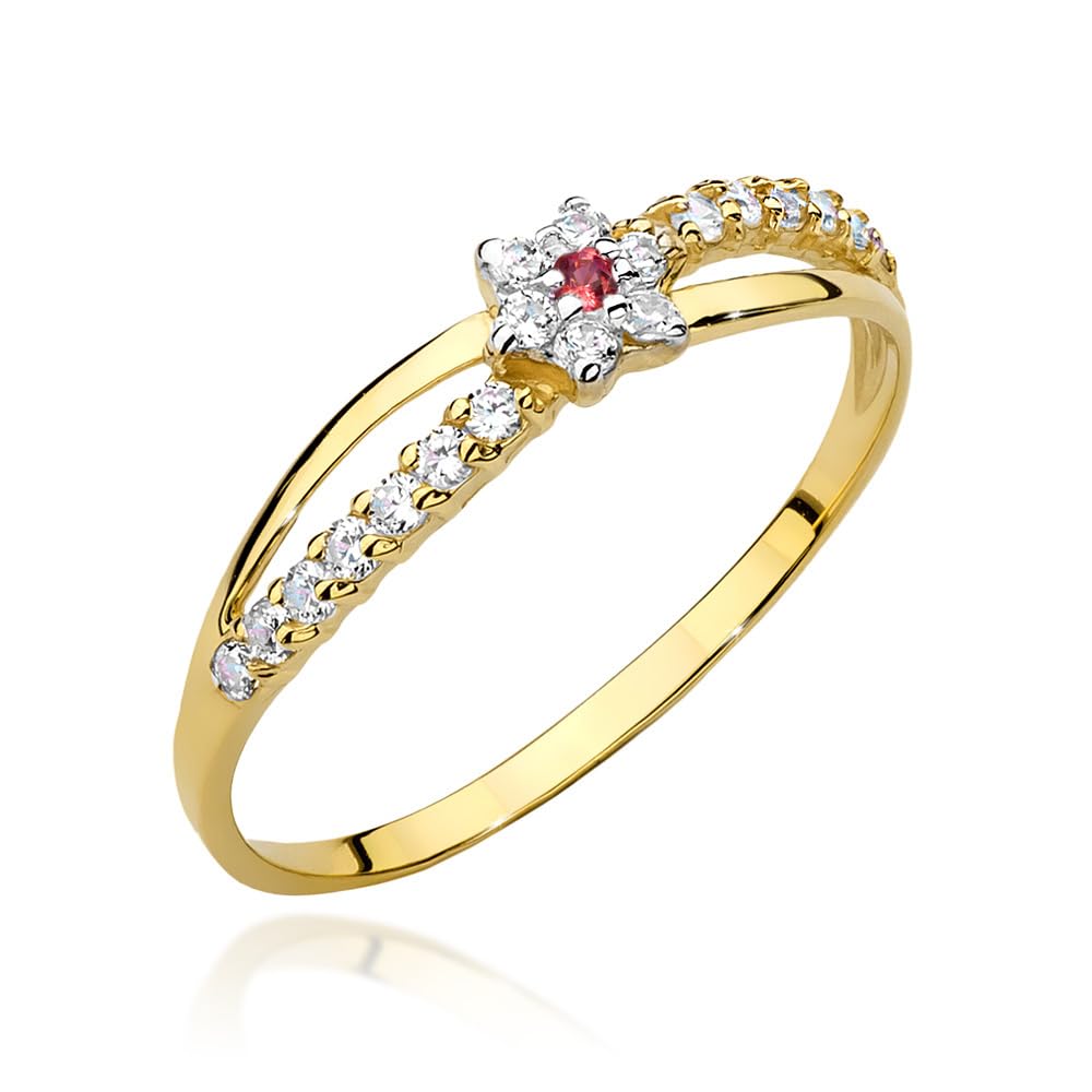 MARKO Goldener Damenring 333 Gold (8 Karat) mit Zirkonia – Eleganter Blüten-Ring im Blumen-Design – Zarter Goldring als Geschenk für Frauen & Mädchen
