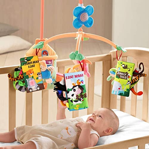 Beiens Baby Books Toys, Baby Books 0-6 Months, Touch And Feel Cloth Crinkle Soft Books, Toys For 0-3-6-12-18 Months Infant Newborn Baby Boy Girl Shower Gifts Set, Sensory Learning Stroller Toys (3Pcs) #TOP4