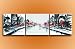 Ode-Rin - 100% Hand Painted Oil Painting on Canvas Downtown Street Cityscape Framed 3 Pieces Abstract Wall Art Painting for Living Room Decor, Ready to Hang - (16"x16" x 1 Panel, 16"x20" x 2 Panels)