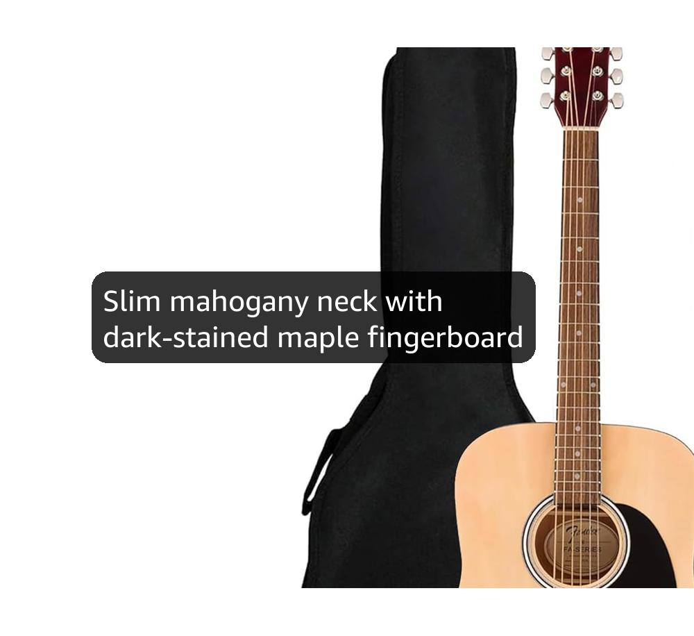 Fender Dreadnought Acoustic Guitar - Natural Bundle with Gig Bag, Tuner, Strings, Picks, and Austin Bazaar Instructional DVD