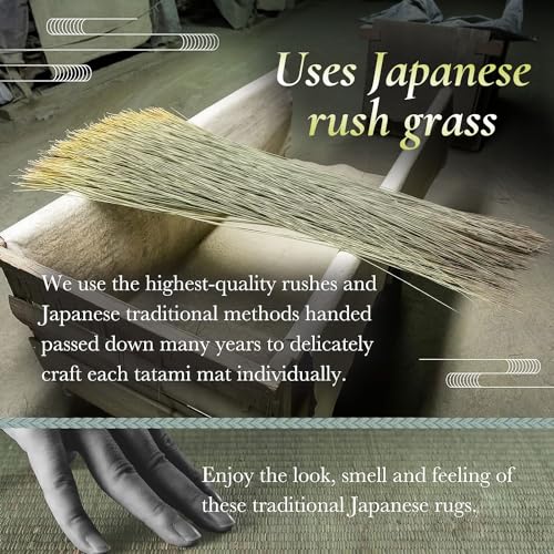 Image of FULI Japanese Tatami Mattress, Foldable Igusa Rush Grass, Natural, Full XL