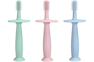 PandaEar Baby Silicone Toothbrush Teethers: Teething Toys Training Oral Care for Infants 0-12 Months+