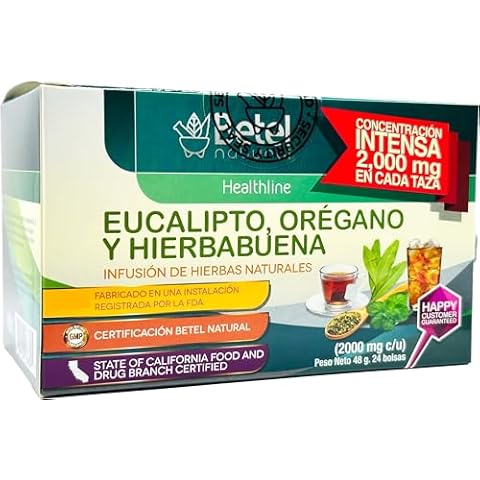 Eucalipto, Oregano, & Hierbabuena Tea by Betel Natural - Healthier Defenses Made Easy - 24 Tea Bags Cover