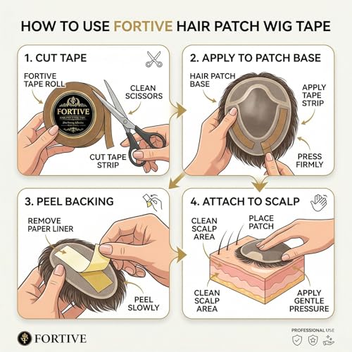 Image of Hair Patch Wig Tape for Men - 1 inch x 20 Mt Strong Double Sided Adhesive Tape for Wig & Toupee | For Monofilament Patches | Secure Hold & Easy Peel | Hold 10-14 Days