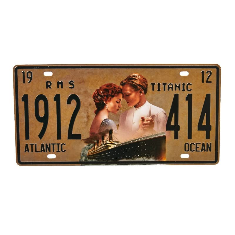 Image of Titanic Multipurpose Metal Vintage Tin sign Boards Retro License Plate Vanity Gift Decorative Car Tag, Truck Front Plate Wall Art Design Number Plaque for Cafe, Living Room