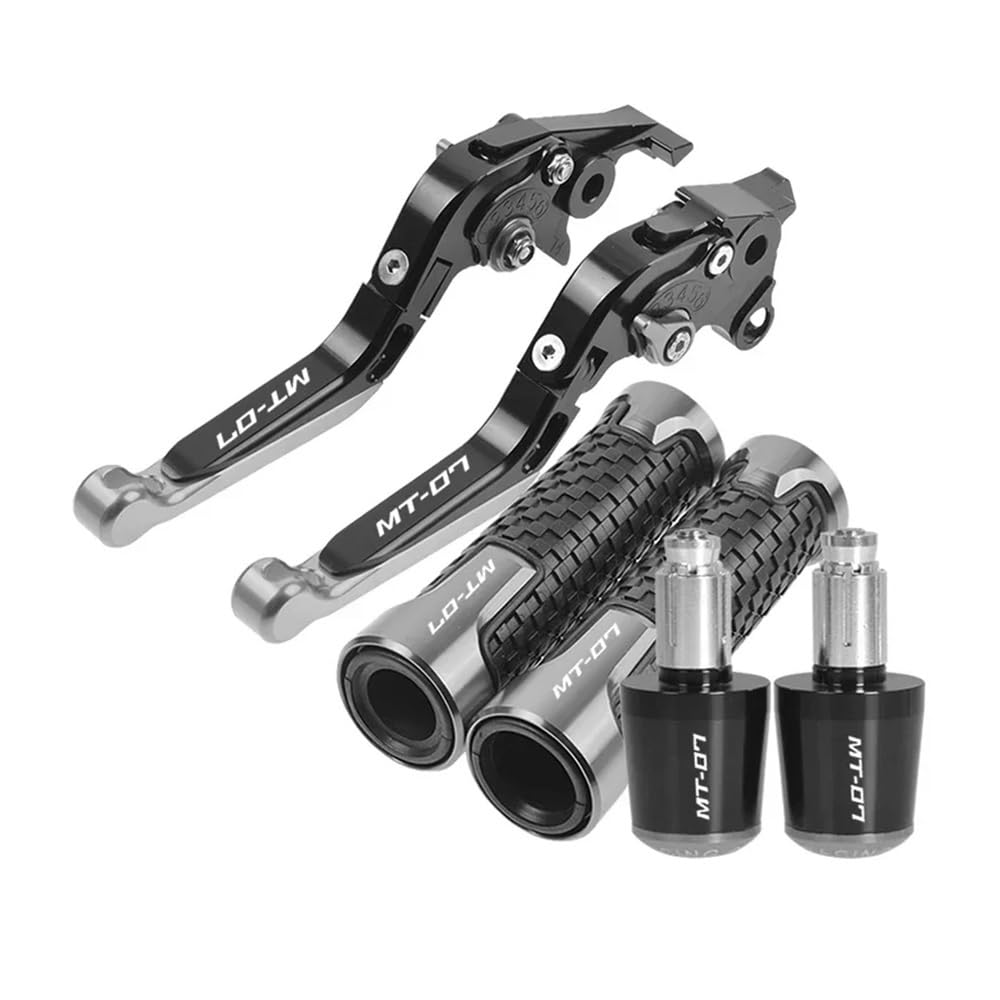 Xvasdgaer Gray Adn Black Motorcycle Brake Clutch Levers Handlebar Grip For Ya&Maha Mt-07 Fz-07 2014-2019(Gray Adn Black)