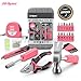 Hi-Spec Tool Set 25pc Pink Household DIY Tool Kit for Women. Small Mini Tool Box Set of Starter Basic Ladies Tools
