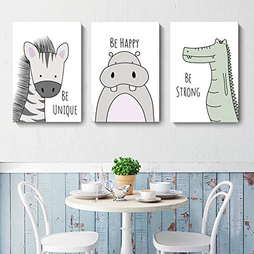 Lorcoo Lot de 3 posters pour chambre d'enfant Motif tableaux animaux, format DINA4 sans cadre
