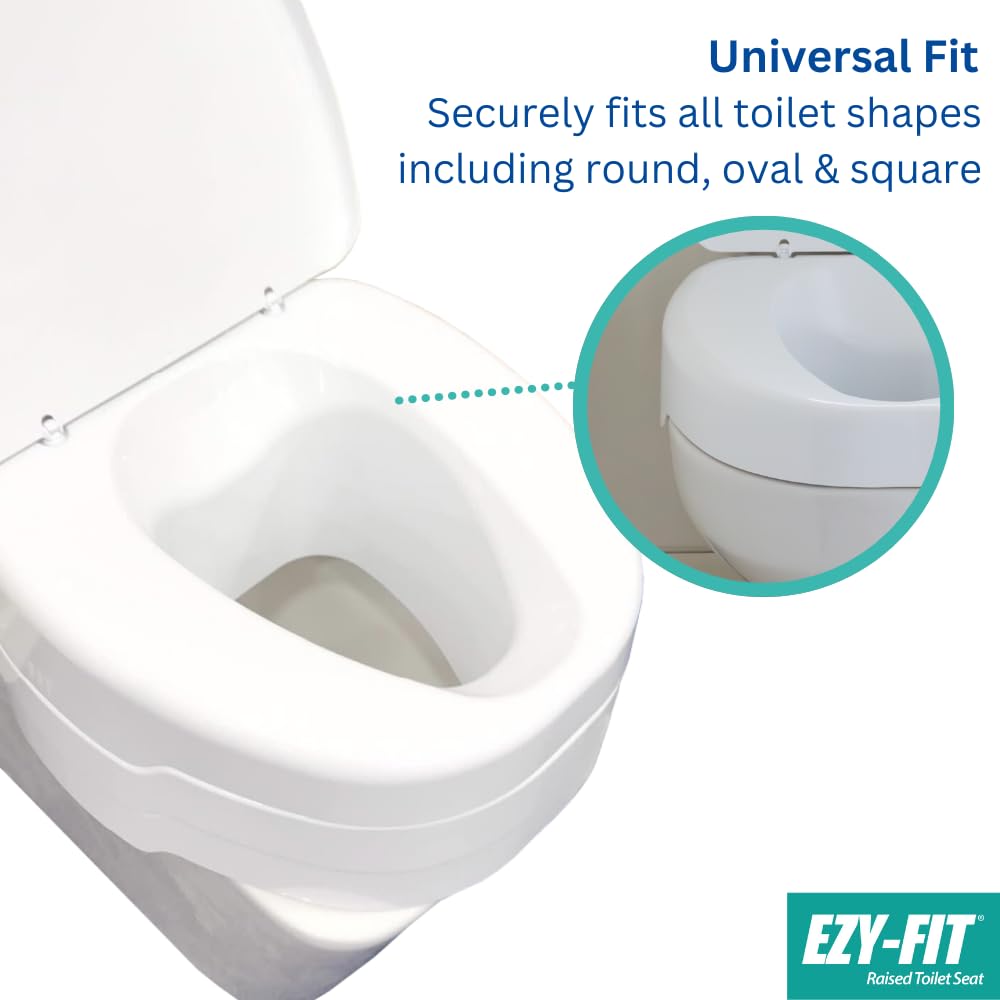 Helping Hand Company EZY-FIT Podwyższona deska sedesowa 15 cm - bez pokrywy. Bezpieczna pomoc łazienkowa dla osób starszych i niepełnosprawnych. Uniwersalne dopasowanie do okrągłych i kwadratowych