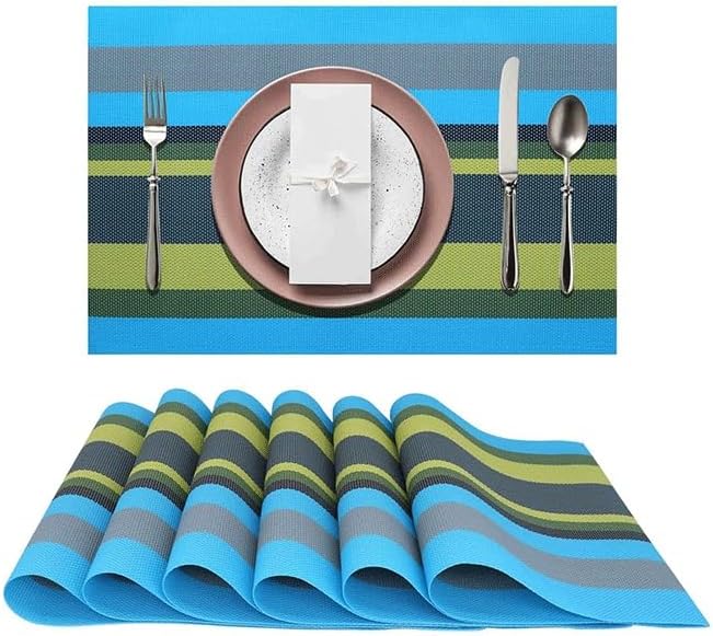 Nordic Striped Placemats Table Dining Room Decor Plate Mats Washable Heat-Insulating Non-Slip