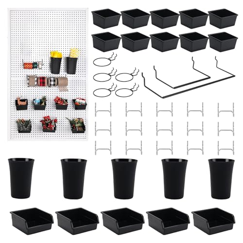 Image of Kruodop 42 Pack Pegboard Organizer Accessories Kit with Storage Bins, Tool Cups, Hooks & Baskets - Heavy-Duty Workbench Organization System for Containers, Holders, Tools & Work Supplies
