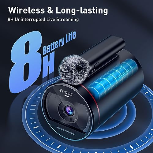 Image of EMEET Streamcam One Wireless Streaming Camera, 1080P HD Webcam with Sony Sensor, Multi-cam support, 1 Detachable Mic & 2 Built-in Noise Reduction Mics, 8H Streaming Battery for Youtube /Twitch /Facebook