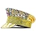 Steampunk Rhinestone Hat Fashion Rivet Studded Punk for Women Blingbling Wide Brim Cap Music Festival Stage Headgear Women Gold