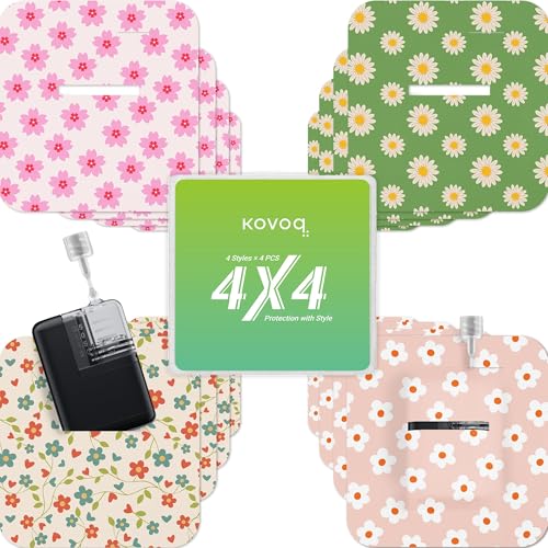 Kovoq Tandem Mobi Adhesive Sleeve Flower 16 Pack Overpatch Waterproof Pockets for Tandem Mobi Insulin Pump Breathable Latex-Free and Hypoallergenic 10+ Days Secure Hold with Case