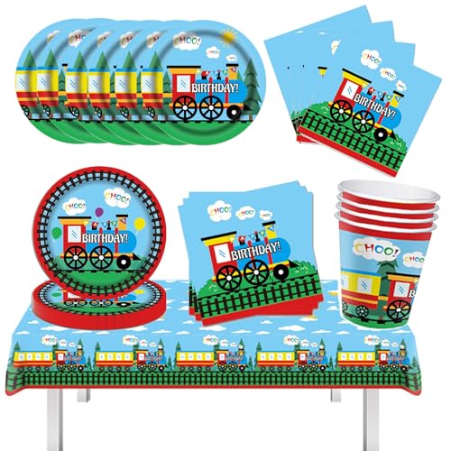 Platos de Papel para Fiesta de Cumpleaños - Tren para 16