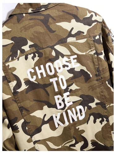 Image of SOLY HUX Men's Denim Jacket Letter Graphic Button Down Flap Pocket Long Sleeve Streetwear Jacket