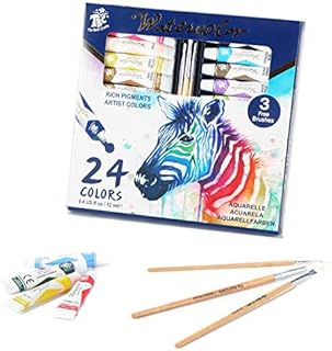 TBC The Best Crafts Watercolours Paint Set, 24 Aluminium Tubes (12 ml/0.4 US fl oz), Perfect for Professionals and Beginners